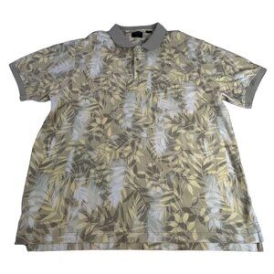 IZOD Golf Men's Tropical Polo Shirt Cool FX XXL White Cream Brown Cotton Rayon